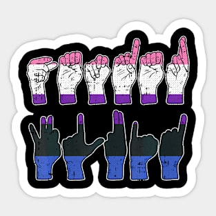 American Sign Language LGBT-Q ASL Deaf Genderfluid Pride Sticker